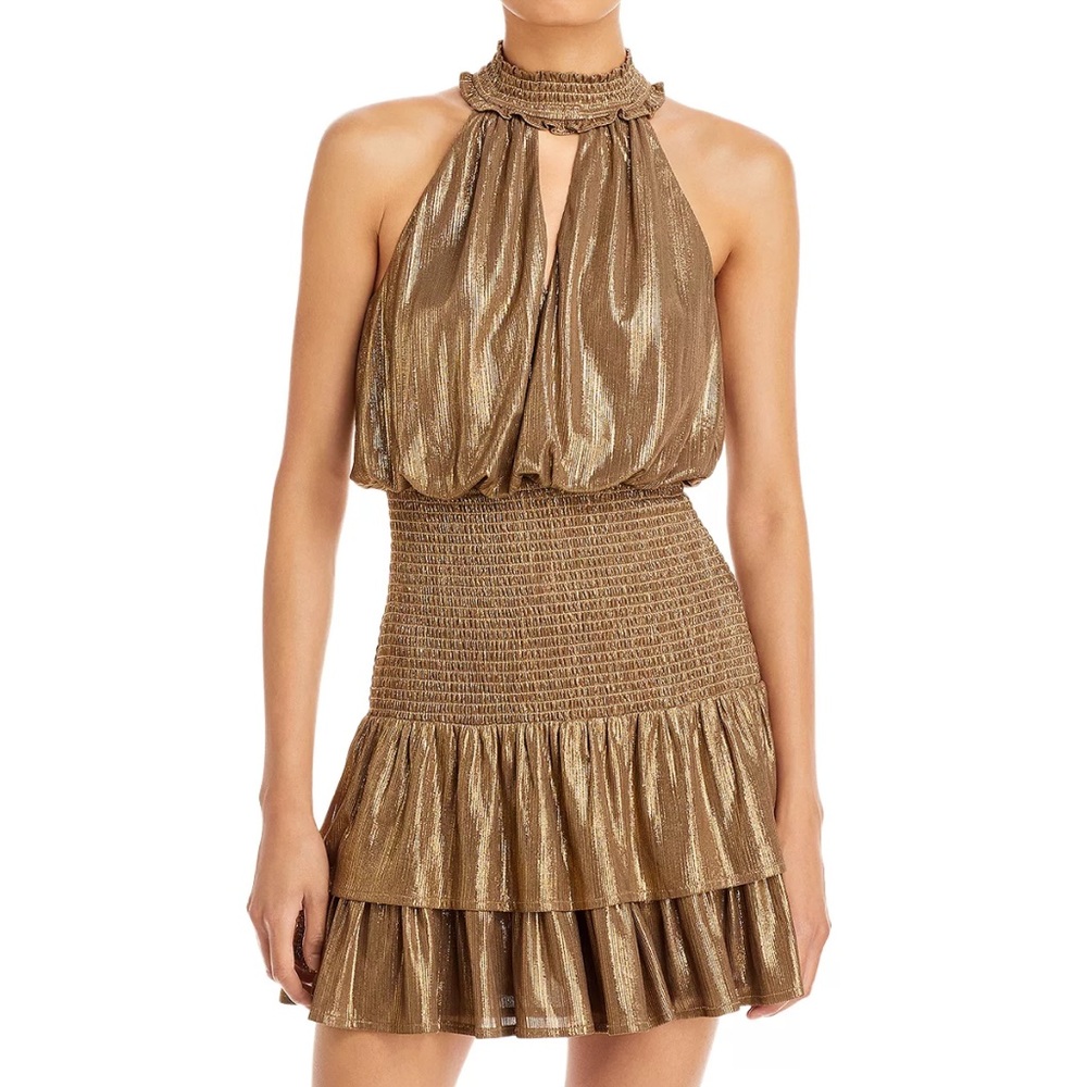 Aqua Metallic Lamé Mini Dress